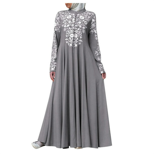 Autumn Abaya Women Muslim Long Sleeve Maxi Dress Islamic Jilbab Lady Robe Kaftan